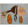 Image 1 : Blackfeet beaded hair piece, 3 small Chippewa Cree beaded assorted pieces
