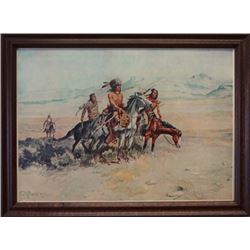 CM Russell framed print, In Enemy Country,  9.5" x 13"