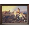 Image 1 : CM Russell framed print, Pony Raid,  9.5" x 13"