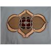 Image 2 : Fancy celluloid dresser set, 8 pcs; and vintage stained glass decor