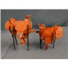 Image 1 : 2 hand-crafted miniature saddles, 6" and 8" h