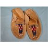Image 1 : Chippewa Cree smoked brain tanned buckskin moccasins, 9.5", good cond., Fields Collection