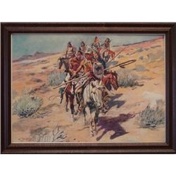 CM Russell framed print, Return of the Warriors,  9.5" x 13"