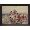 Image 1 : CM Russell framed print, Trail of the Iron Horse,  9.5" x 13"