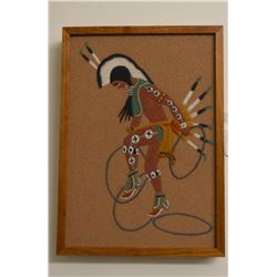 Jerry Toledo, sand painting, Hoop Dance, 14" x 10", framed