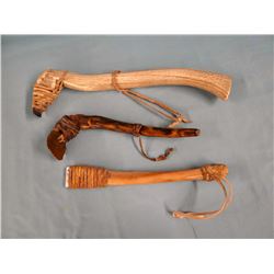 3 hide scrapers--2 w/metal blade ( 20th century)