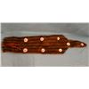 Image 1 : Mink fur, decorated w/8 round plastic pendant shell "spots" and red pony beads, part of contemporary