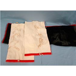 2 items:  saddle parade drape, black velour trimmed in red, 4-1/2 ft. x 30"; AND boys white cotton l