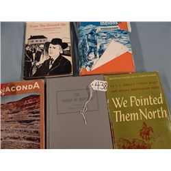 5 asst'd. western books: We Pointed Them North by Teddy Blue Abbott; Schoolmaster with the Blackfeet
