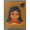 Image 1 : Davis Bull Bear, pastels, Native American children, 2 pcs., both 9" x 12", framed