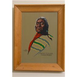 John Segesman, acrylic on board, Wolf Caller, inscription and biography of piece on back signed by a