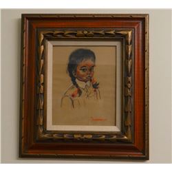 Joyce Arnesmeyer, pastel, Indian girl, 10" x 8", framed