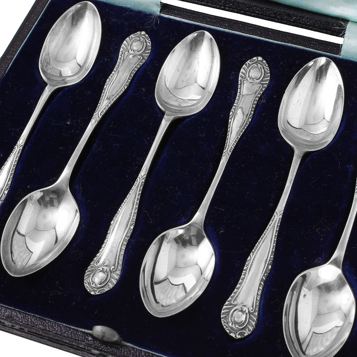 Vintage Set of Six Sterling Silver Demitasse Spoons By Designer H