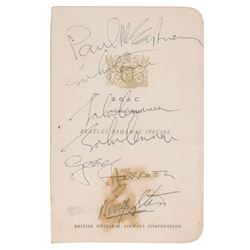 Beatles Signed Menu