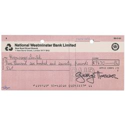 George Harrison Signed Check