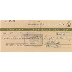 Bob Marley Twice-Signed Check