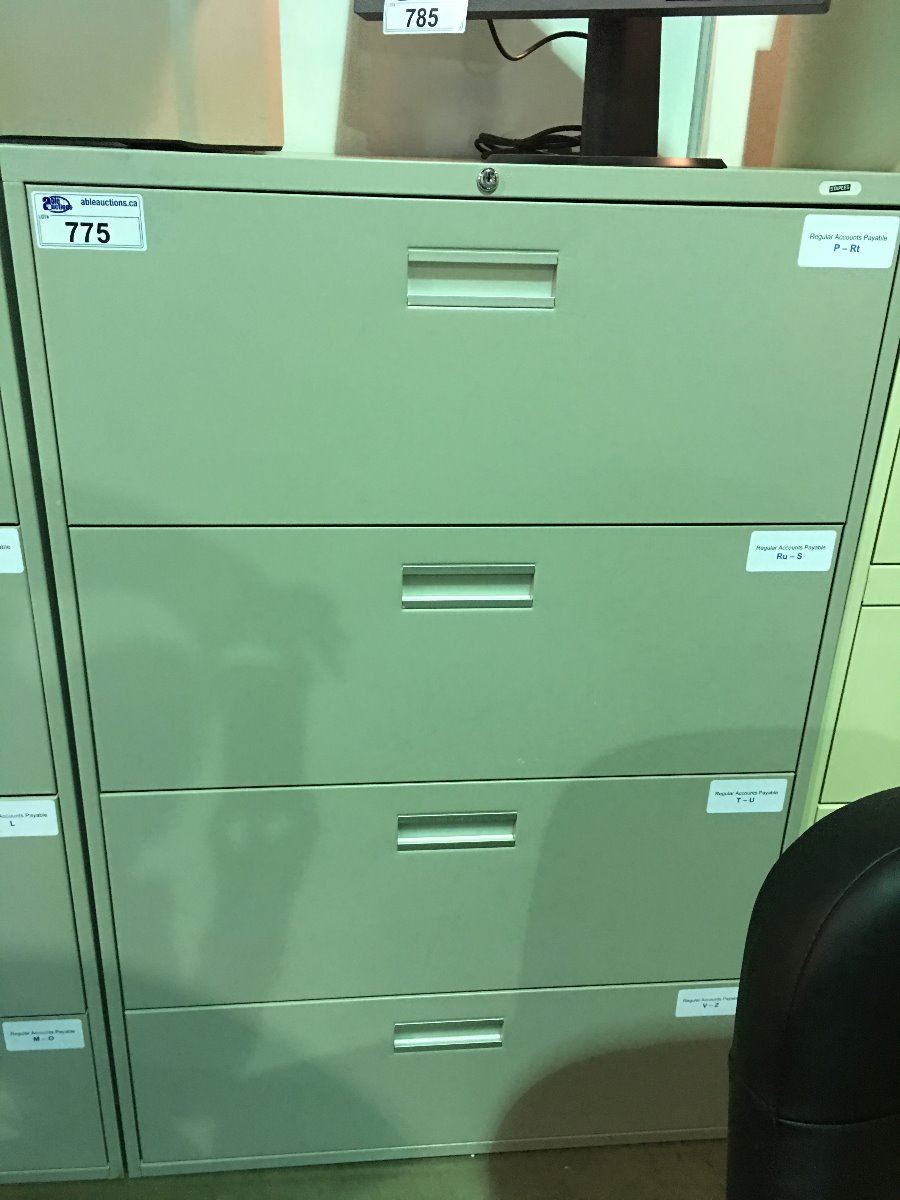 Staples Grey Metal 4 Drawer Lateral Filing Cabinet