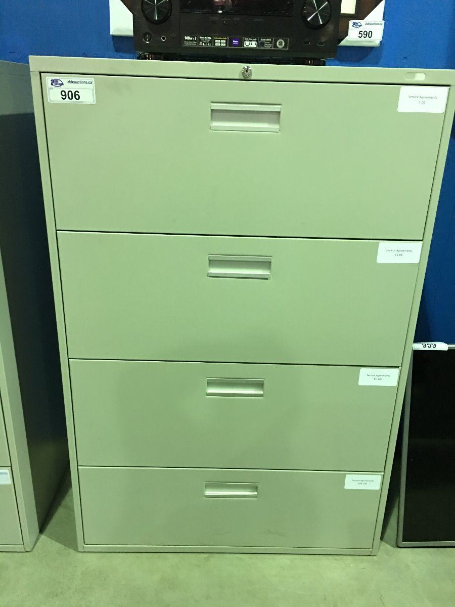 Staples Grey Metal 4 Drawer Lateral Filing Cabinet