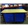 Image 1 : WESTWARD BLUE & BLACK WITH NATURAL WOOD TOP  ROLLING MECHANICS CABINET