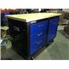 Image 2 : WESTWARD BLUE & BLACK WITH NATURAL WOOD TOP  ROLLING MECHANICS CABINET