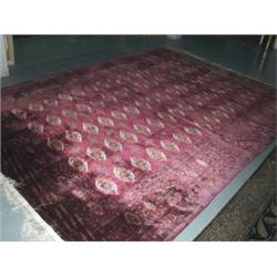 Burgundy Persian tekka Silk on Silk Rug