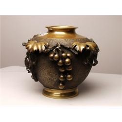 Meiji Japanese Signed Bronze Vase