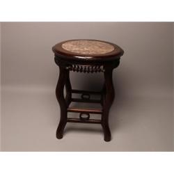 Chinese Hardwood & Marble Stand