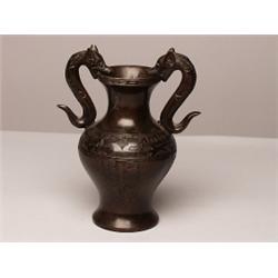19th C Oriental Bronze Dragon Vase