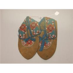 Pr of Old Plains Floral Beaded Mocassins