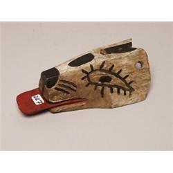 Old Carved & Painted Wood Wolf Mask