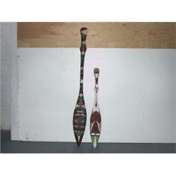 Two Carved & Painted Paddles