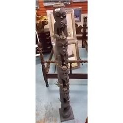 UNIQUE CARVED WOOD HAWAIIAN STATUE - 5.5' TALL