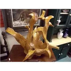 UNIQUE HAND CRAFTED TRUNK BOWL - TEAK - ORNATE DESIGNED  - EXTRA LARGE - 31" H X 46" W & 32" D AT TO