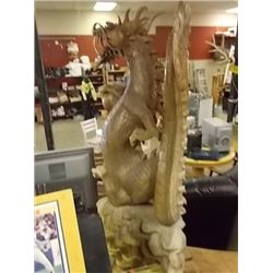 UNIQUE HAND CRAFTED DETAIL CARVED DRAGON - 4' H X 21"D X 19"W - RETAIL APPROX. $2500