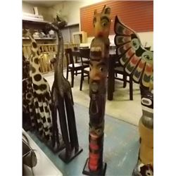 UNIQUE  HAND CRAFTED NATIVE TOTEM POLE - 3' 5" TALL - NO WINGS -  ESTIMATED RETAIL ~$400