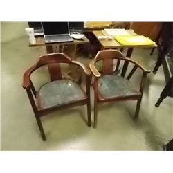 SOLID WOOD BUCKET CHAIR WITH PADDED SEAT - 2 X BID