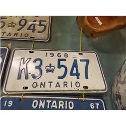 VINTAGE LICENSE PLATES - 2 TTL - 1968