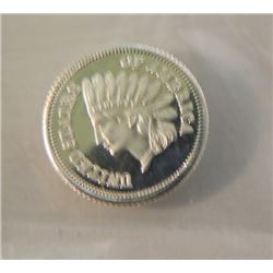 BULLION - 0.999 SILVER "INDIAN HEAD PENNY" ART ROUND - 1 GRAM - 4 TTL - ALL ONE MONEY