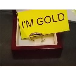 RING -14K & 18K GOLD - .018 TCW (7) VS/I CLARITY DIAMONDS SET IN 18K WHITE GOLD BANDEAU TOP WITH 14K