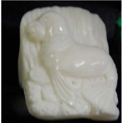 RING - HAND CARVED BUFFALO BONE WALRUS MOTIF RING RETAIL APPROX. $150