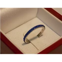 STERLING SILVER RING - BLUE CRYSTAL ROUND - STAMP 925