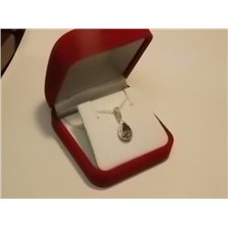NECKLACE - AMETHYST & GENUINE DIAMOND IN STERLING SILVER SETTING - HAS PLATINUM FINISH FOR EXTRA DUR