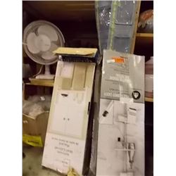 POLE SHOWER CADDY & BATHROOM WALL CABINET - OPEN BOX - CONTENT UNVERIFIED - STR