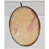Image 1 : Vintage Shell Cameo Brooch or Pendant, stamped on back, 2" x 1 5/8"