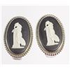 Image 1 : Vintage Wedgewood Clip Back Earrings, 7/8" x 5/8"