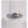 Image 3 : STUNNING STERLING SILVER CARTIER STYLE RING, ROUND GENUINE SKY BLUE TOPAZ CENTER