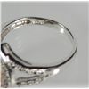 Image 3 : MAGNIFICENT STERLING SILVER SPLIT SHANK RING, HALO STYLE, GENUINE PEAR CUT