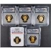 Image 1 : SET OF ( 5 ) 2007 PRESIDENTIAL DOLLARS, ICG & NGC PROOF-70