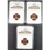 Image 1 : 1961, 1963 & 1970-S LARGE DATE LINCOLN CENTS, NGC MS-66 RED