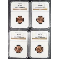 ( 2 ) 1970-S LARGE DATE & ( 2 ) 1971-D LINCOLN CENTS, NGC MS-66 RED